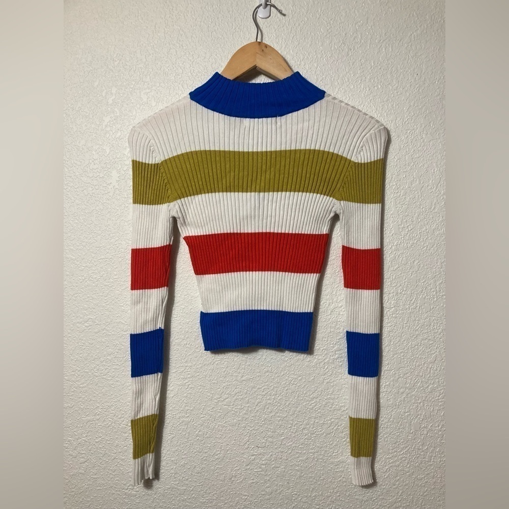 Urban Outfitters Harley Half zip sweater ribbed knit mock neck cropped fit Small - Picture 6 of 8